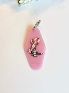 yeehaw Boots Pink Acrylic Motel style Keychain