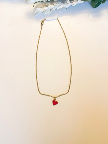 Red Heart Necklace 16.75”