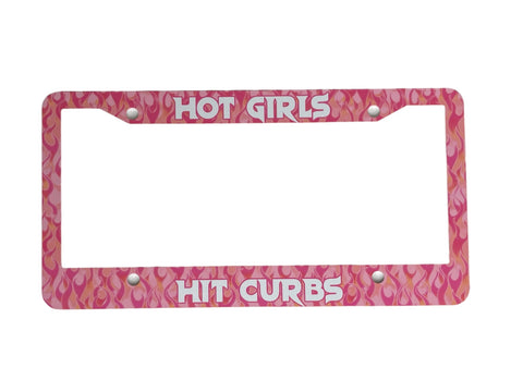 Hot Girls Hit Curbs Metal license plate frame