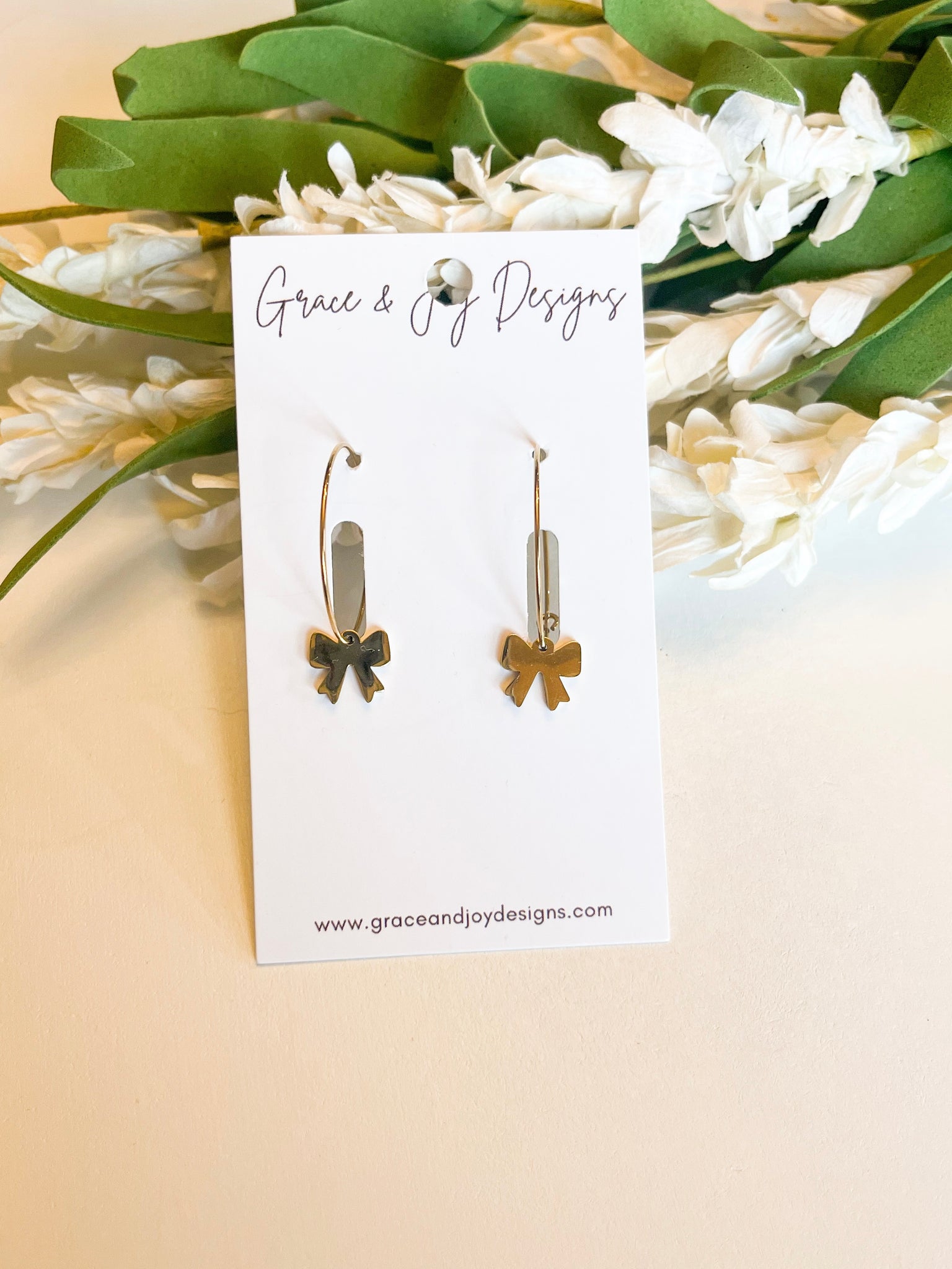 Gold Bows on Hoops Earrings