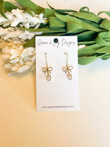 Bows w/ Faux Pearl Drop Earrings