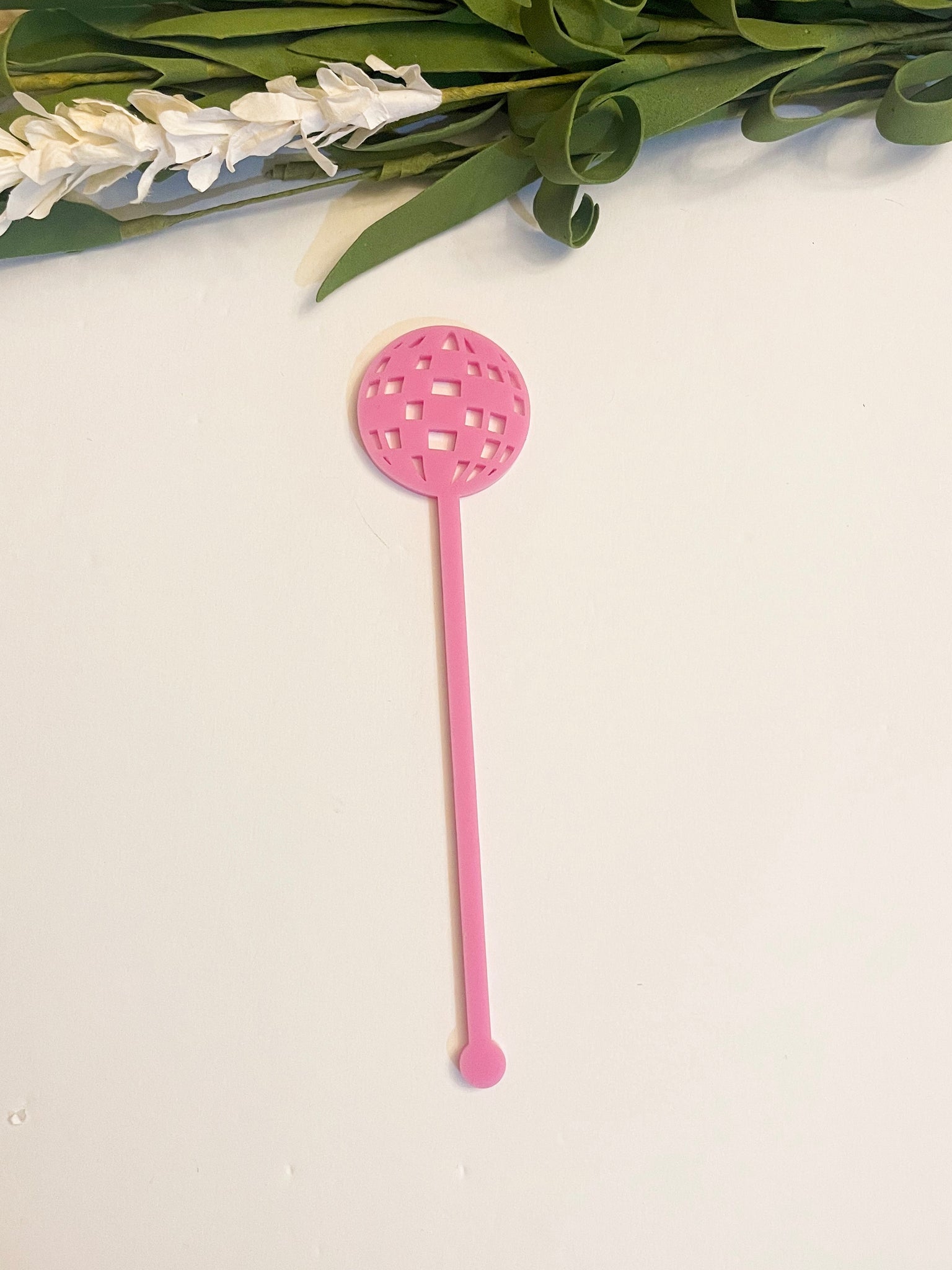 Bright Pink Disco Ball Stir Stick