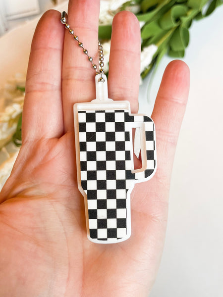 (Slightly Smaller) Checkered Acrylic Tumbler Keychain