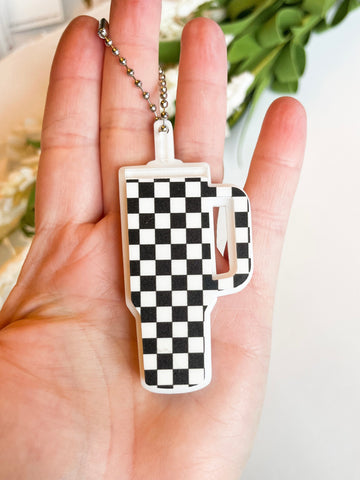 (Slightly Smaller) Checkered Acrylic Tumbler Keychain