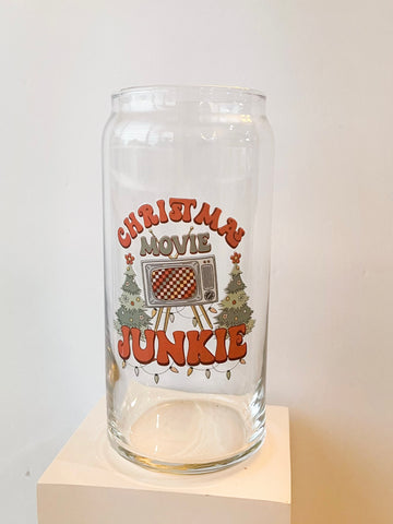 20 oz Christmas Movie Junkie Can Glass