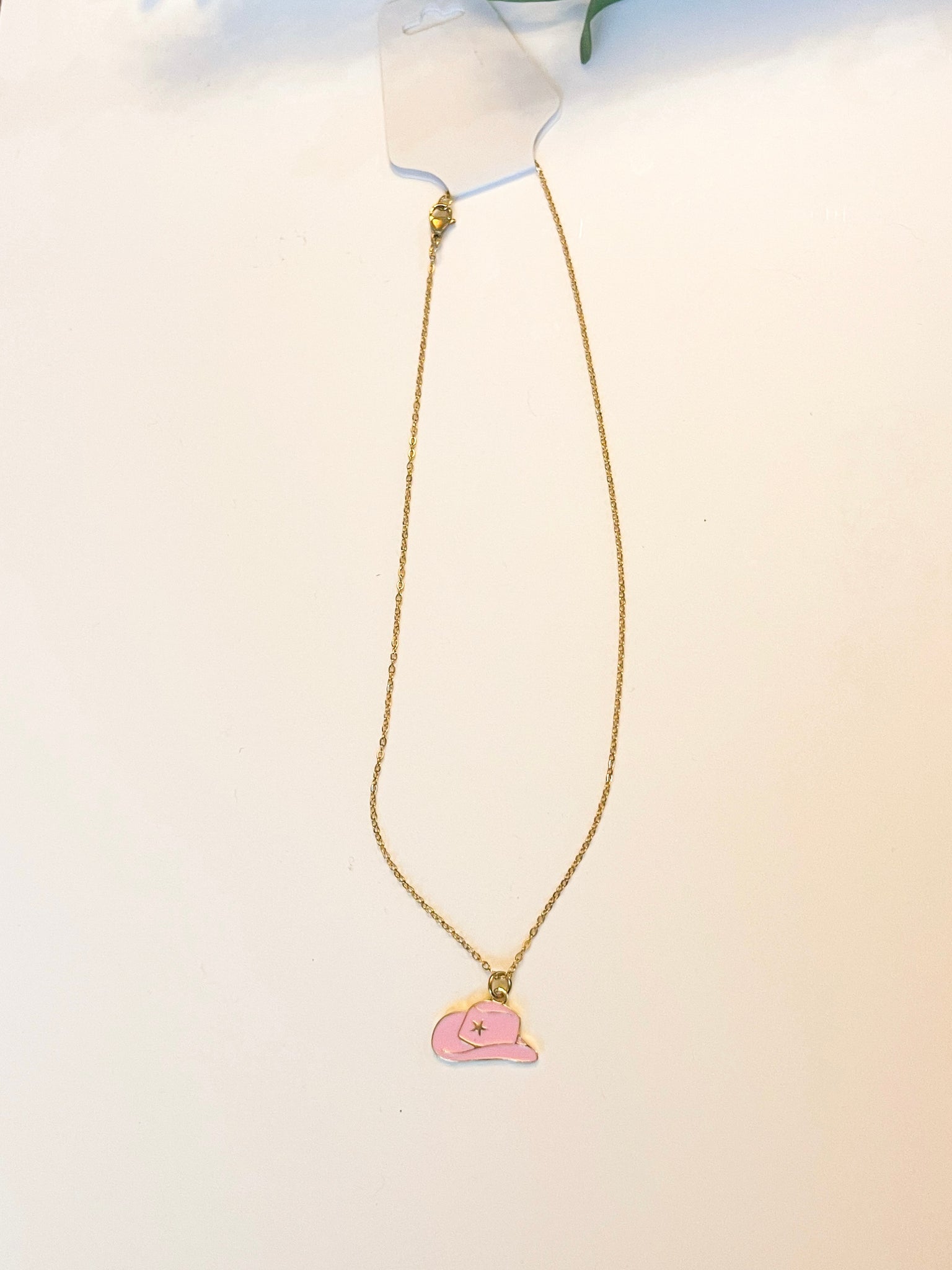 Pink Hat Necklace 17”