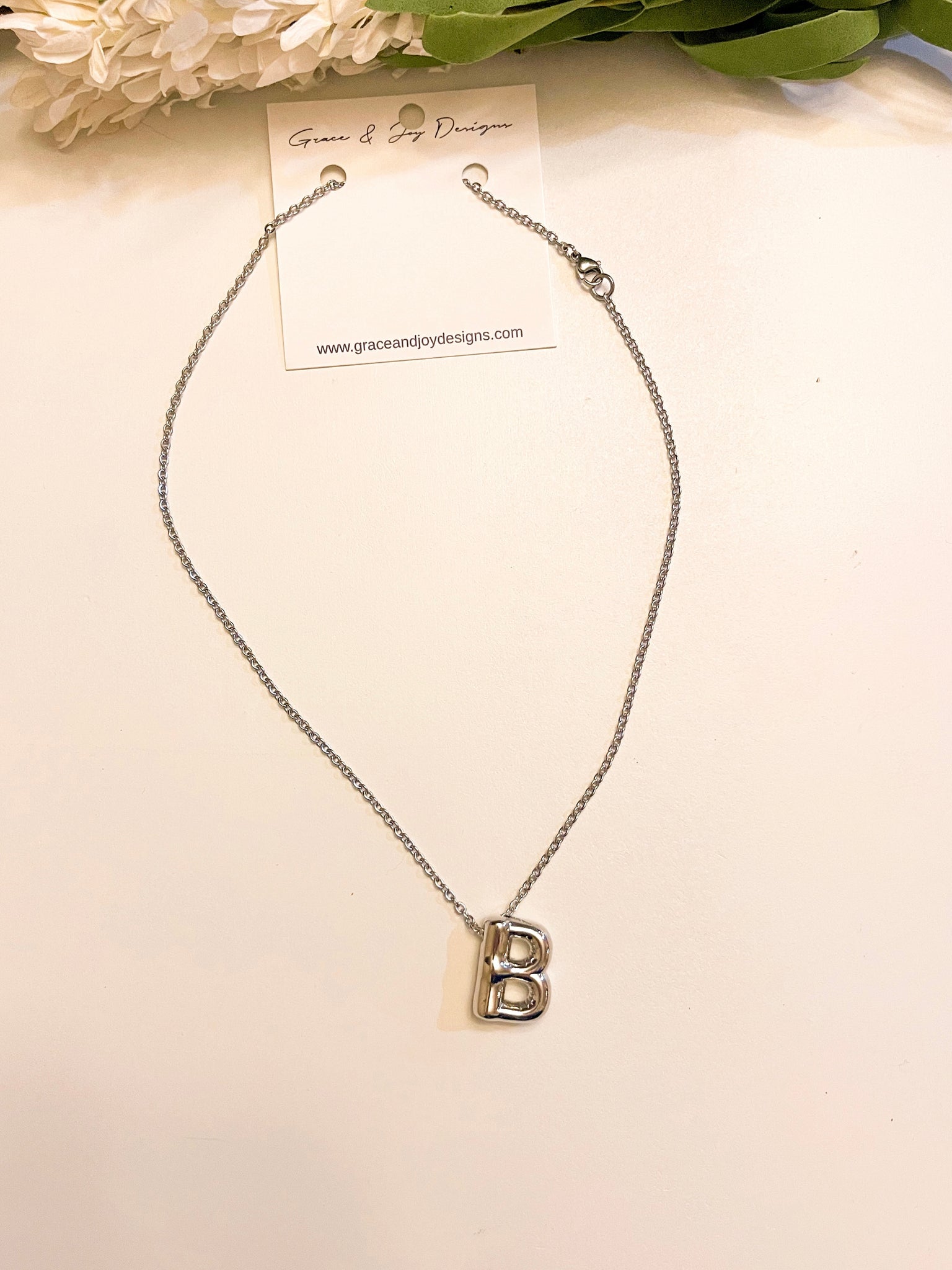 Silver Bubble B Necklace