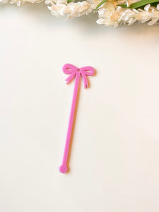 Bright Pink Smaller Bow Stir Stick