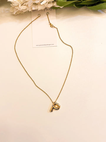 Gold Bubble P Necklace