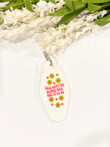 Hippie Van  White Acrylic Motel style Keychain