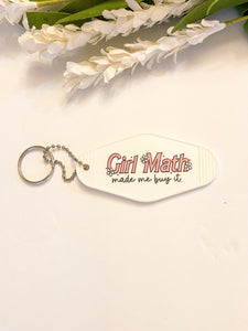 Girl Math White Acrylic Motel style Keychain