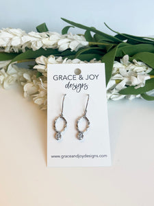 Silver Faux Diamond on Circle Earrings