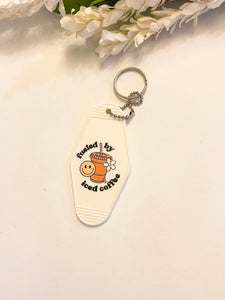 Fueled By White Acrylic Motel style Keychain