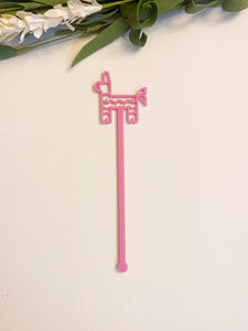 Bright Pink Pinata Stir Stick