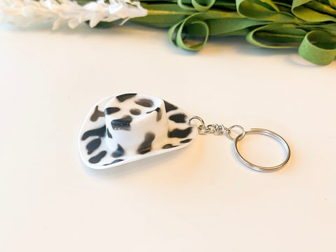 Cowprint Western Hat Keychain