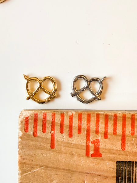 Tiny Pretzel Charms - silver or Gold