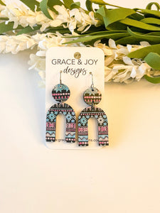 Holiday Pattern Arch Acrylic Earrings