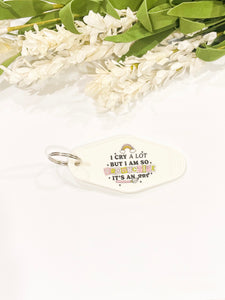 Cry A lot White Acrylic Motel style Keychain