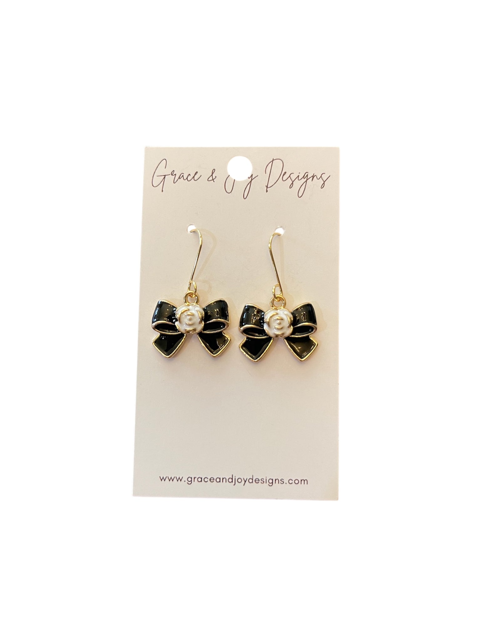 Black bows with white Earrings