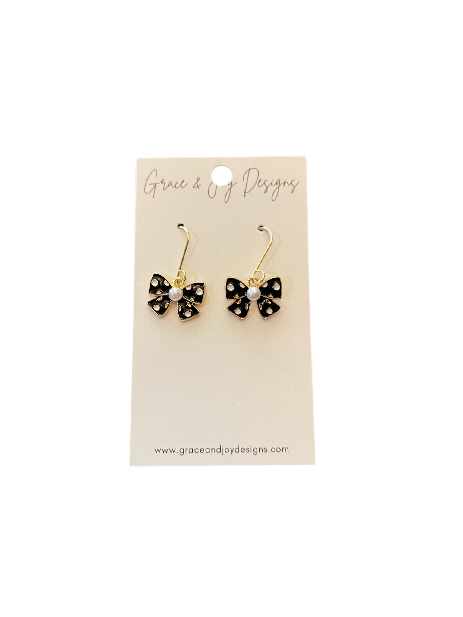 Black bows with white polka dots Earrings