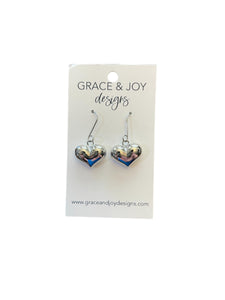 Silver Puff Heart Earrings