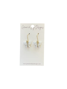 White Butterfly Earrings