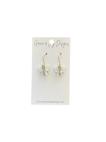 White Butterfly Earrings