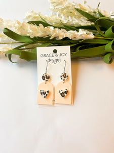 Nude & Leopard Heart Acrylic Earrings