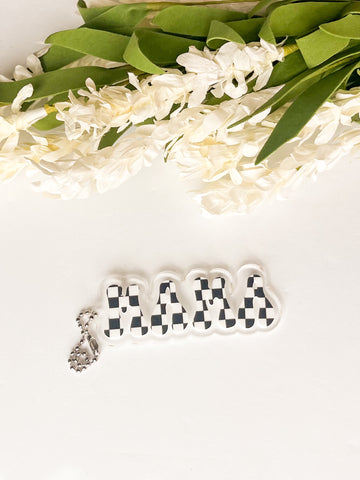 Checkered on Clear mama keychain