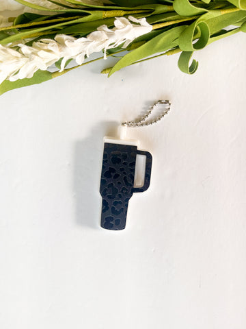 Monochrome black leopard Acrylic Tumbler Keychain