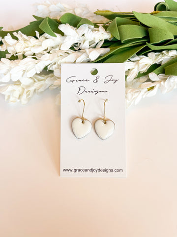 White Heart Earrings