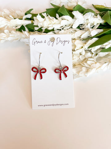 Red Bow Earrings