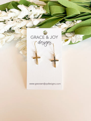 Gold Cross Earrings