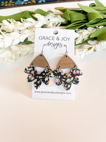 Black Floral Lindsey Earrings