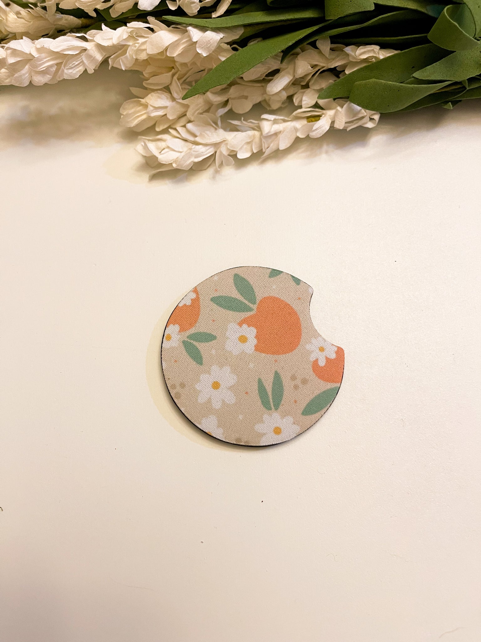 Peaches Neoprene Car Coaster