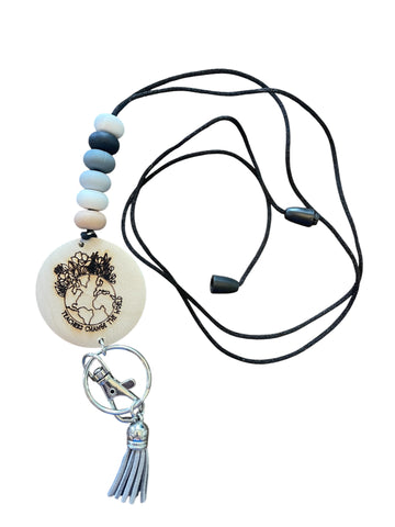 DISCOUNTED Teachers change the world Silicone Beaded Lanyard