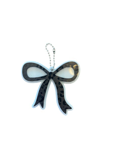 Black Leopard Bow acrylic keychain