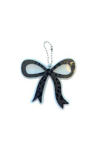 Black Leopard Bow acrylic keychain