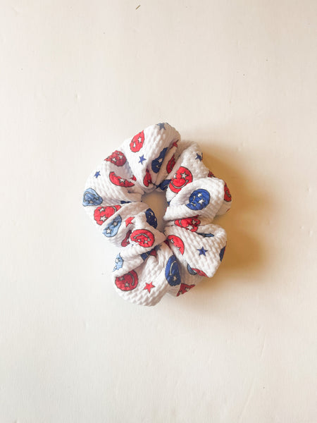 Patriotic Happy Face Scrunchie