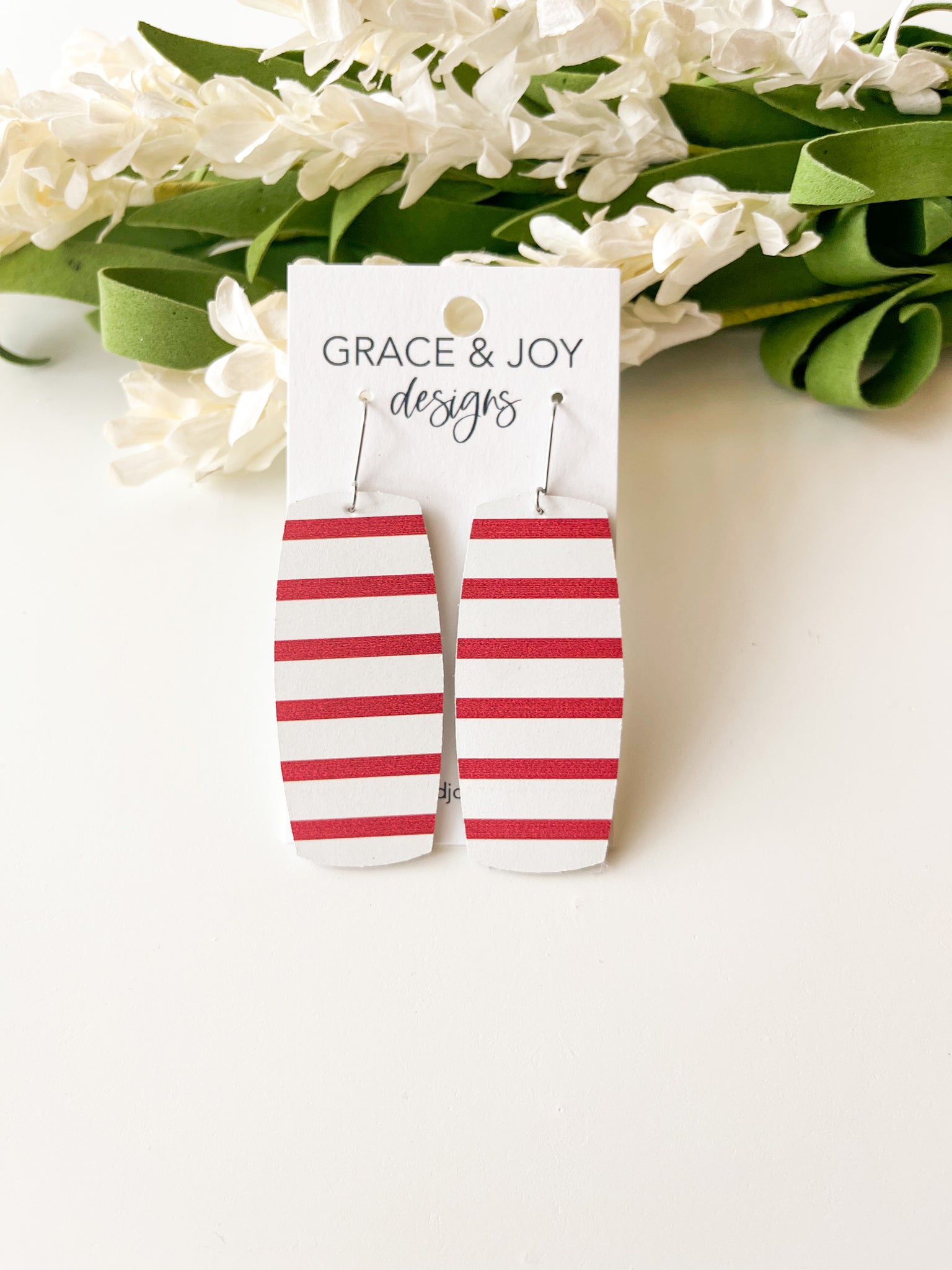 Red & White Striped Michele Earrings