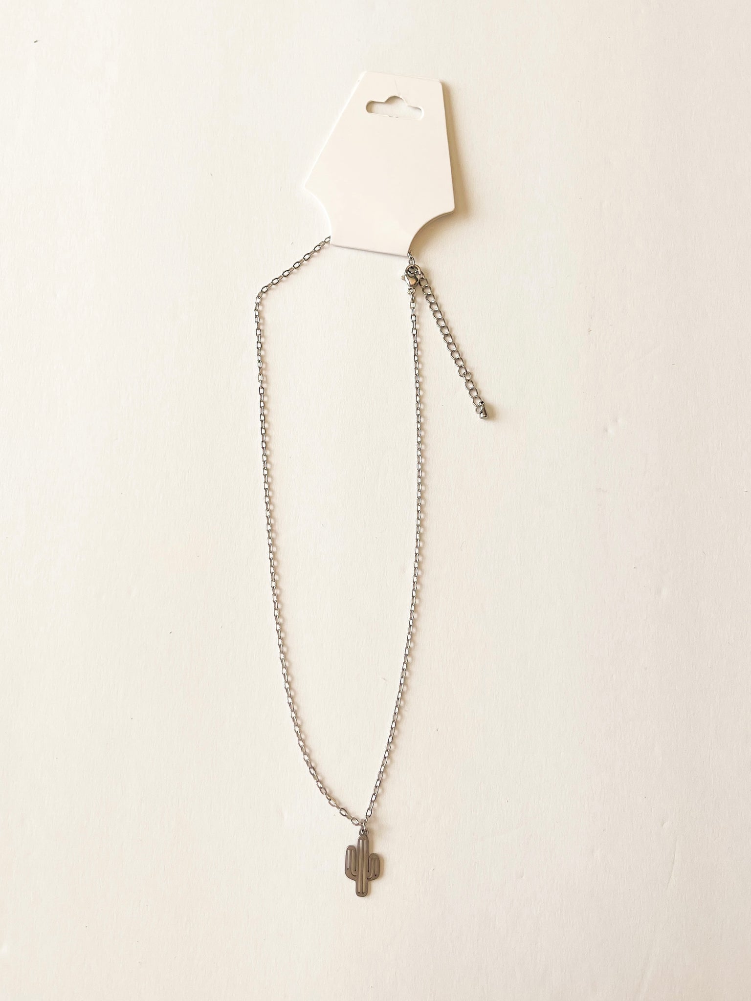 Silver Hypoallergenic cactus Chain Necklace