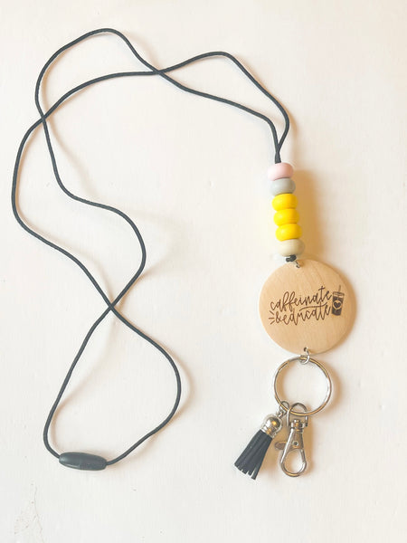 Caffeinate & educate Silicone Beaded Lanyard