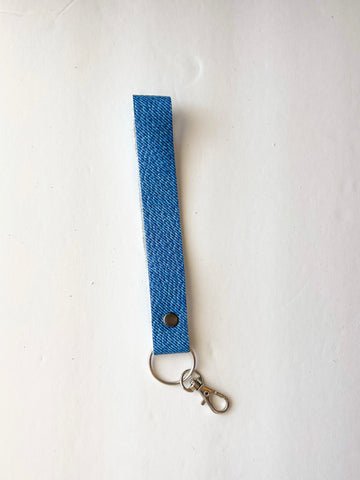 Blue Denim Style Leather Wrist Strap