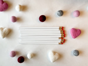 White Valentine Pencils