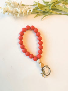 Red Silicone Beaded Keychain Wristlet