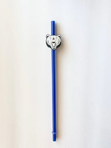 Blue Straw with Removable Bear Straw Charm