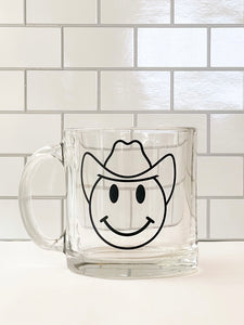 Smiley cowboy 12 oz Glass mug