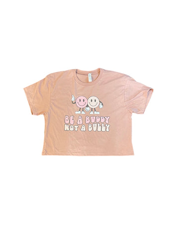 Large Pink Cropped Be A Buddy tshirt