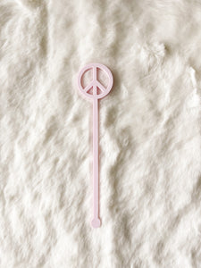 Pale Pink Peace Sign Stir Stick