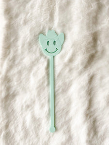 Mint Smiley Cowboy Stir Stick